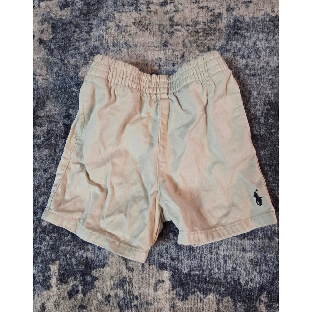 Polo Ralph Lauren Baby Boys Khaki Chino Shorts Tan Elastic Waist Size 12M